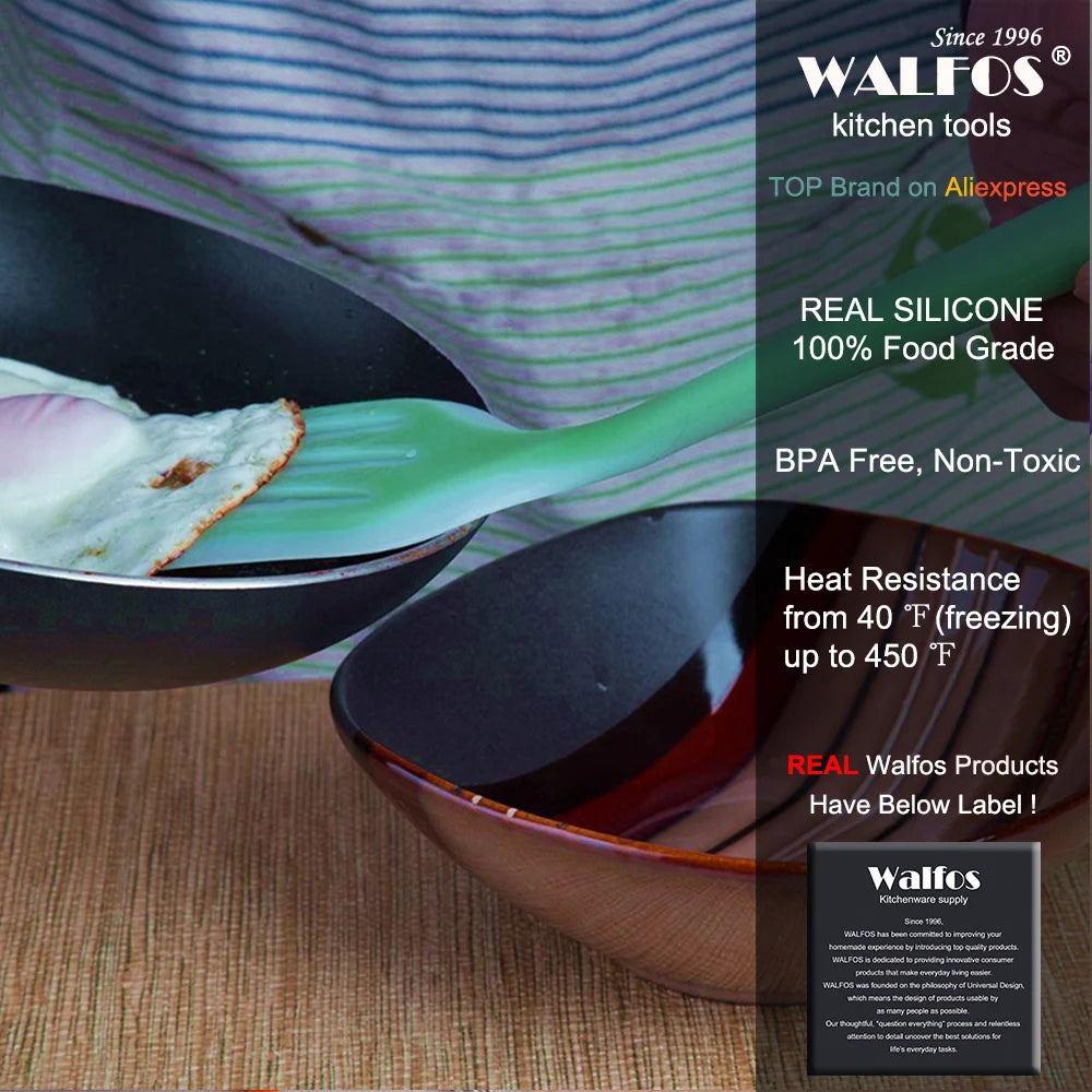 WALFOS Nonstick Silicone Slotted Turners Pot Shovel Cooking Spatula  Fried Shovel Flexible Silicone Frying Pan Turner Spatula