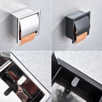 Rozin Waterproof Toilet Paper Holder Stainless Steel Wall Mounted Concealed Black Bathroom Roll Tissue Paper Rack Free Shipping