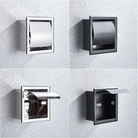 Rozin Waterproof Toilet Paper Holder Stainless Steel Wall Mounted Concealed Black Bathroom Roll Tissue Paper Rack Free Shipping