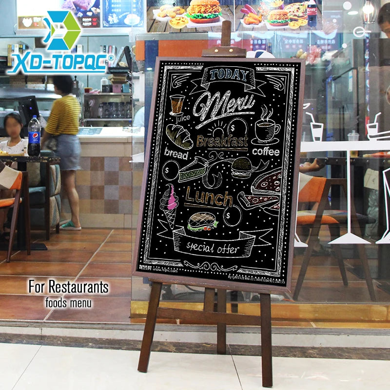 60*90cm Restaurant Menu Chalkboard Magnetic Blackboard Pine MDF Wood Frame Black Message Boards With Easel Factory Direct Sell