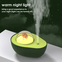 Cute Avocado Humidifier Diffuser DC5V USB Rechargeable Mini Diffuser For Home Office Creative Gift Warm Night Light Mist Maker